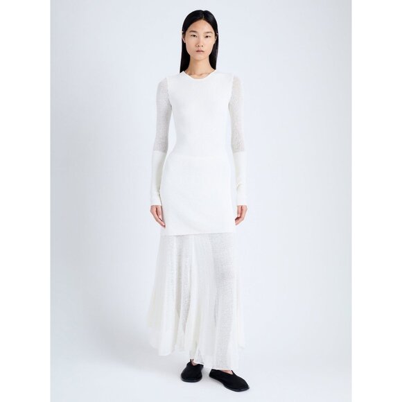 PROENZA SCHOULER Anita Dress in off white Knit Sheer Mesh SIZE M - Picture 1 of 11